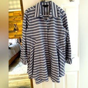 Donna Karan Blue and White Striped Tunic
